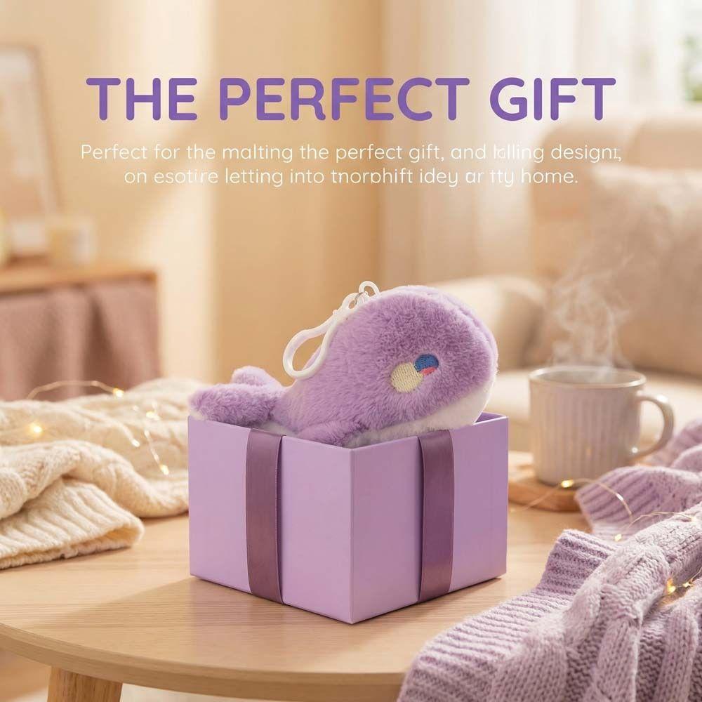 Fluffy Soft Whale  Plush Doll Metal Ring Whale Plush Key Ring Fashion Whale Plush Pendant  Handbag