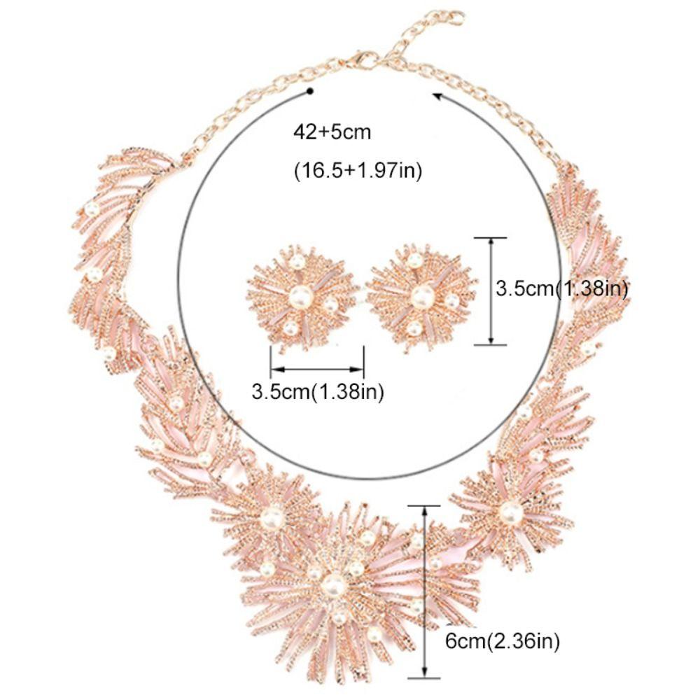 Exquisite Necklace Earrings Set Luxury Zinc Zinc Alloy Jewelry Set Imitation Pearl Jewelry Set  Banquet