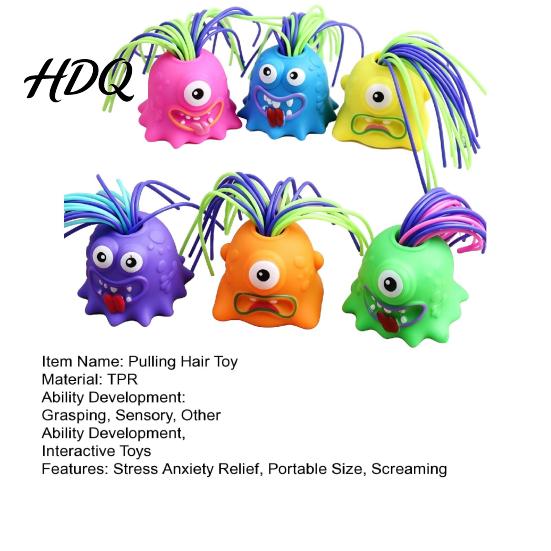 Screaming Demon Toy Hair Pulling with 6 Sound Effects Stress Anxiety Relief Colorful Plucking Devil Sensory Fidget Party Favors Kids