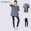 Plus Size Sporty Yoga Three-Piece Set - Breathable, Loose-Fit, Quick-Dry Short Sleeve Fitness Wear for Spring/Summer