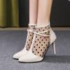 Fashion Baotou Sandals Summer New Pointy High Top Hollow Mesh Cool Boots Fine Heel Breathable Mesh Boots