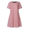 ZANZEA Vestido Casual de Verano para Mujer con Cuello Redondo y Manga Corta a Rayas