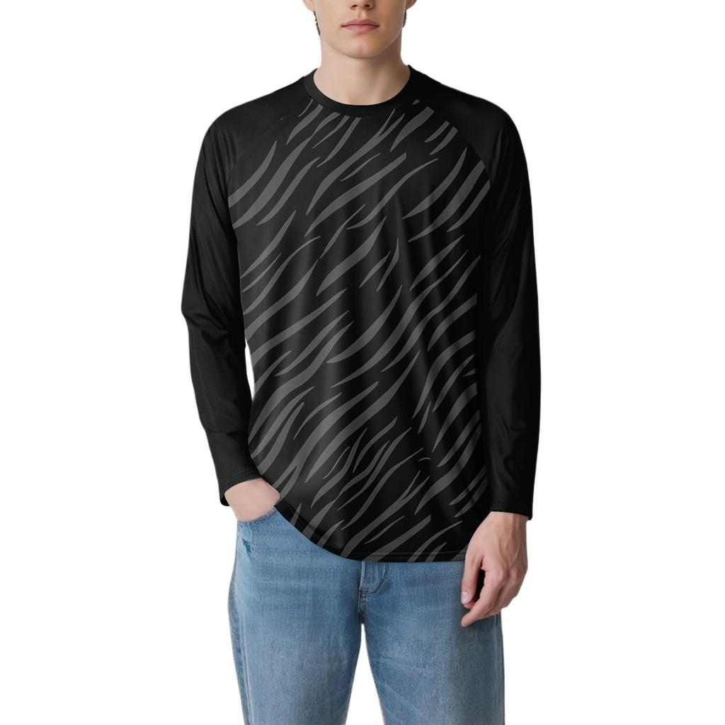 Men's Fashion Printed Raglan Long Sleeve Sports Top