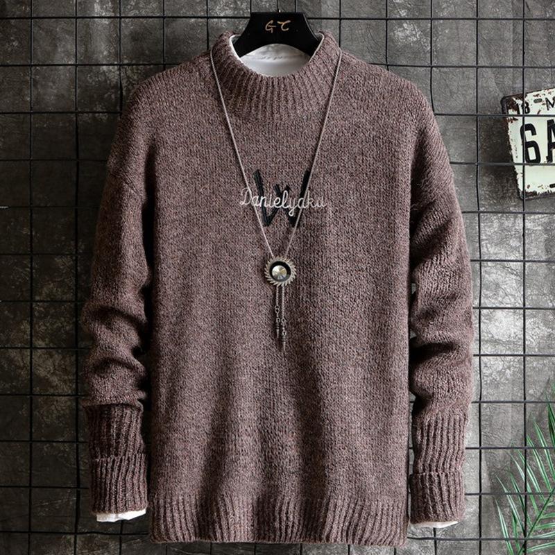 Men's Autumn And Winter Round Neck Thickened Middle Neck Sweater Backing Sweater