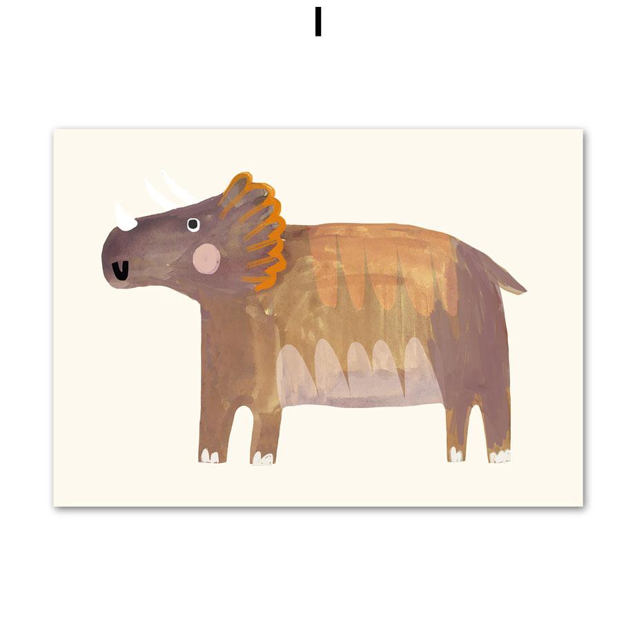 

Мультяшный динозавр тираннозавр трицератопс бохо настенное искусство холст живопись скандинавские постеры и принты картины декор для детской комнаты 21x30cm No Framed