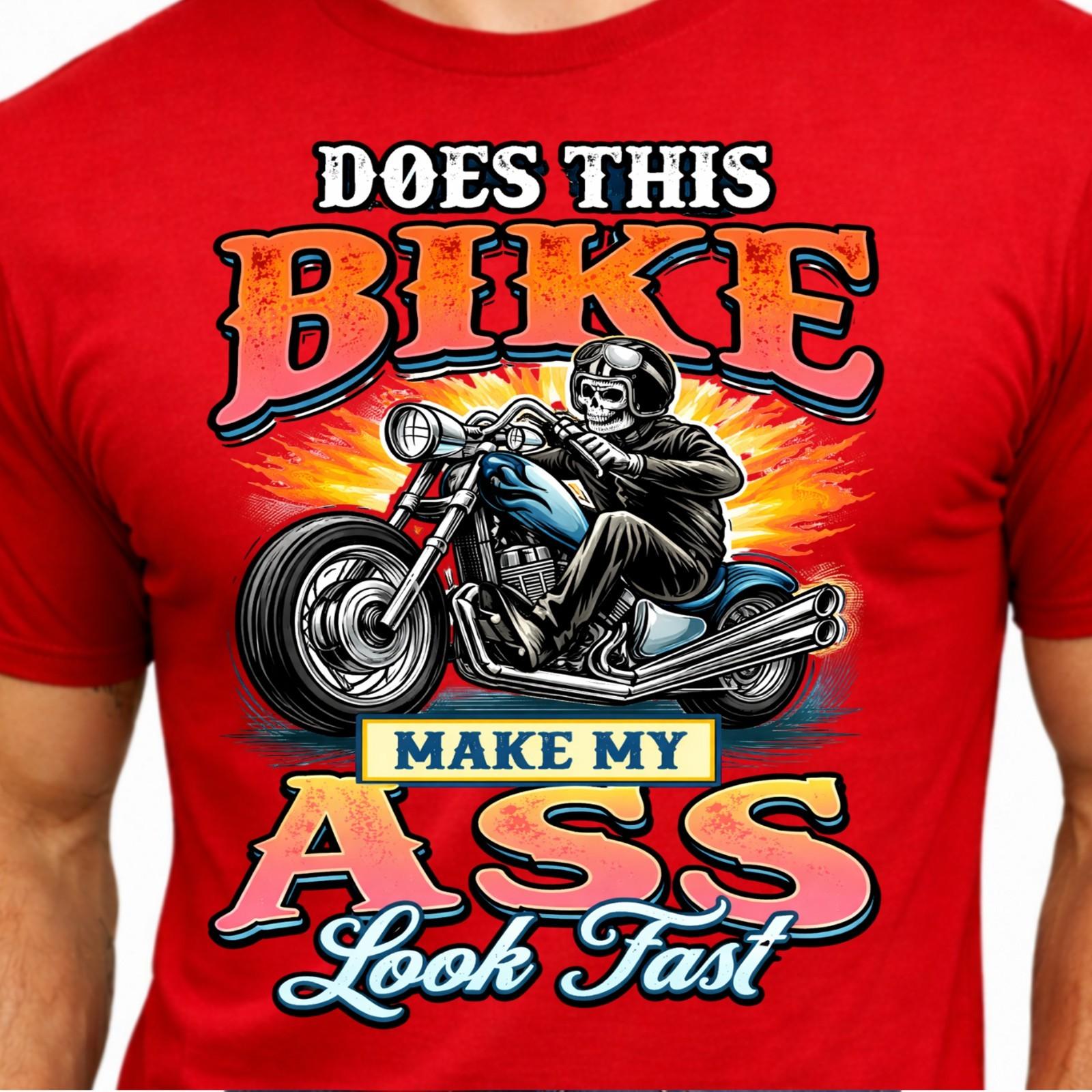 Skull Biker Graphic Motorcycle Funny Chopper Rider Make My Bike Look Fast Tee. L