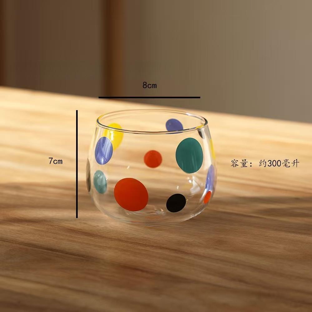 

Colorful Dotted Glass Cup Transparent Coffee Mug Heat Resistant Fruit Tea Pitcher for Home Use 1500-2000ml