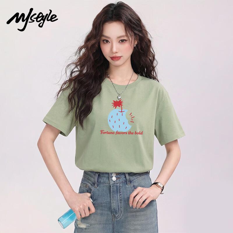 

Женская футболка MJ STYLE из чистого хлопка с круглым вырезом и коротким рукавом M