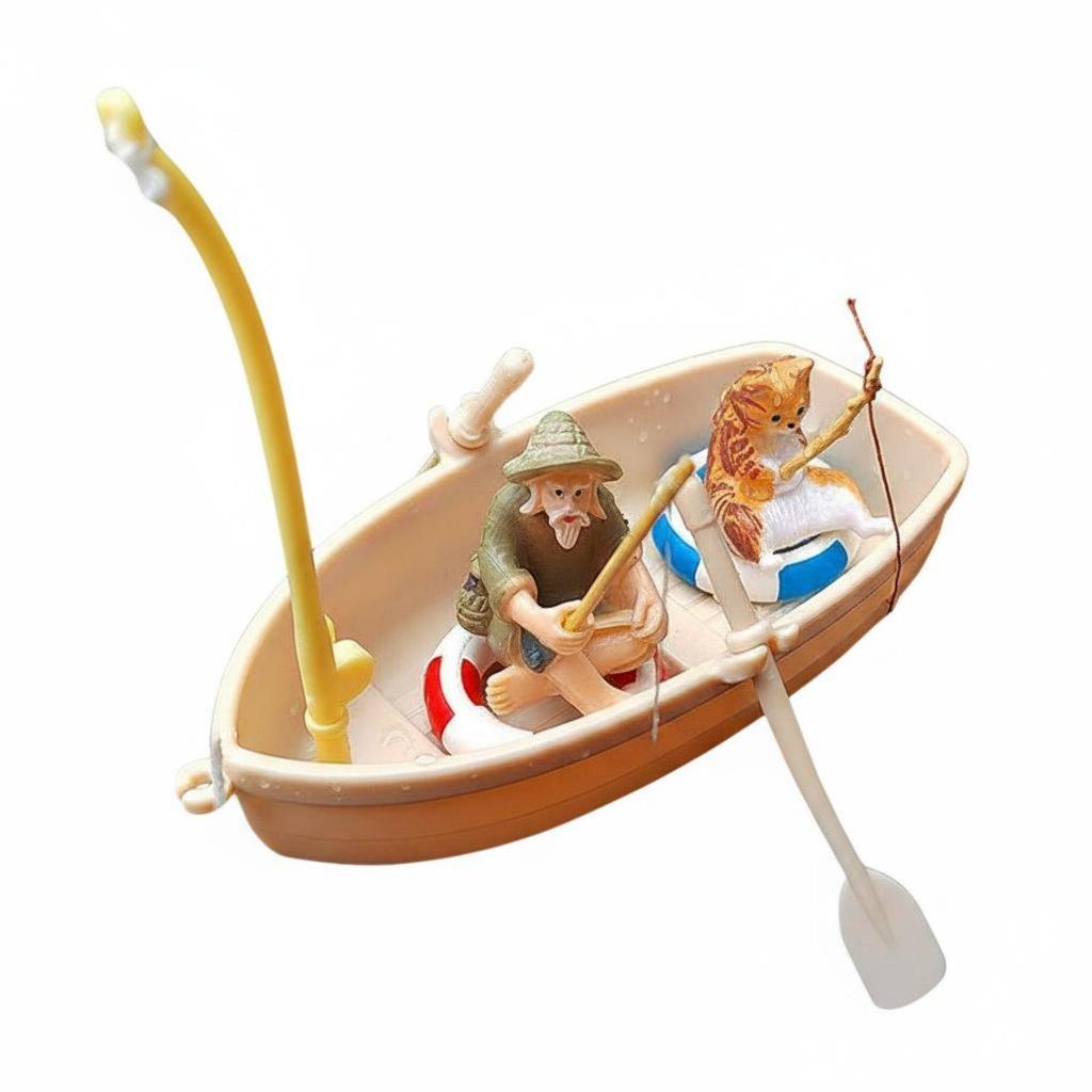 Miniature Floating Boat Mini Fishing Model for Desktop, DIY Enthusiasts