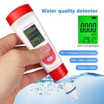 3 In 1 Digital H2 ORP Temp Water Meter with ATC High Accuracy 0-2400PPb Hydrogen Tester for Drinking HydrogenRich Water Aquarium