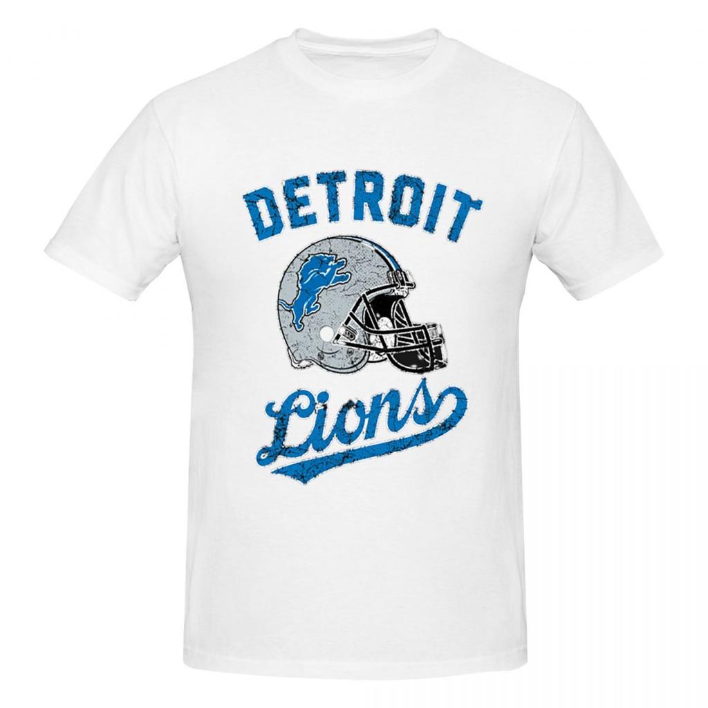 Vintage - Pánské tričko Detroit Lions Vtipná nadměrná trička Pánská bavlněná trička s kulatým výstřihem Krátké Letní Pánské