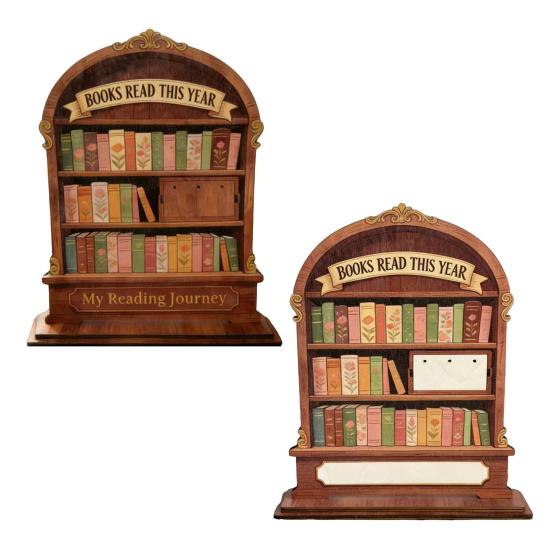 Contador de Livros Lidos Este Ano Placa de Rastreamento de Leitura de Madeira para Estante Decoração de Biblioteca Presentes Literários para Amantes de Livros Leitora Compulsiva Mulheres Professor