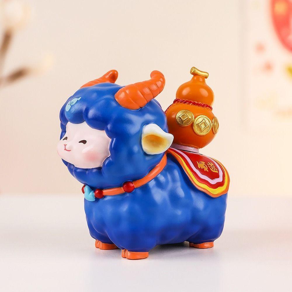Chinese Style Sheep Desktop Ornament Kawaii Fortune Sheep Figure Desktop Decor