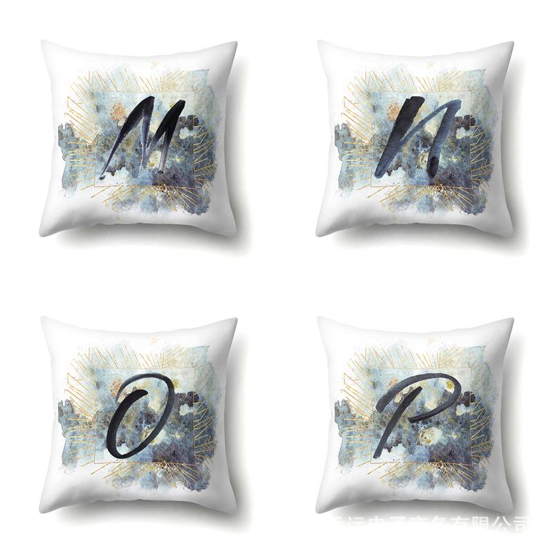 Polyester Pillowcase Home Car Decoration Printing Pillowcase 26 English Letters Sofa Cushion Cover