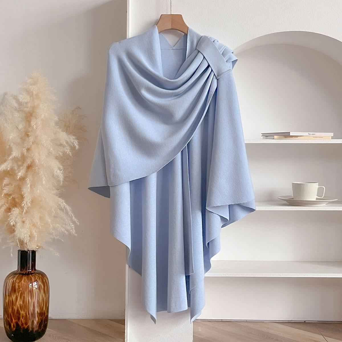 Damen Poncho Winter Warmer Schal Beidseitig Designer Verdickende Decke Luxusschal Damen Umhang Kaschmir Pashmina Cape Stola gray