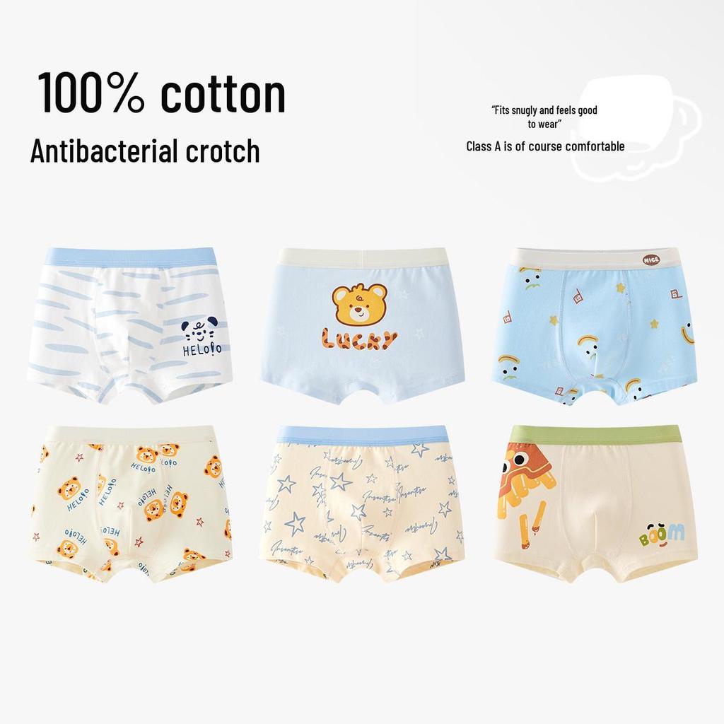 Boys' Pure Cotton Boxer Briefs, Ages 6-12, Comfortable Fit, No Pinching