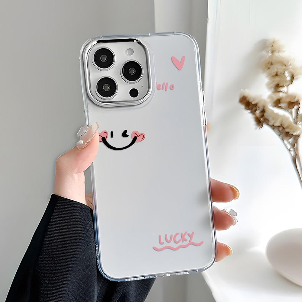 Love English smile applies to iPhone17ProMax transparent mobile phone case Apple 16 soft case 14/13 anti-drop x