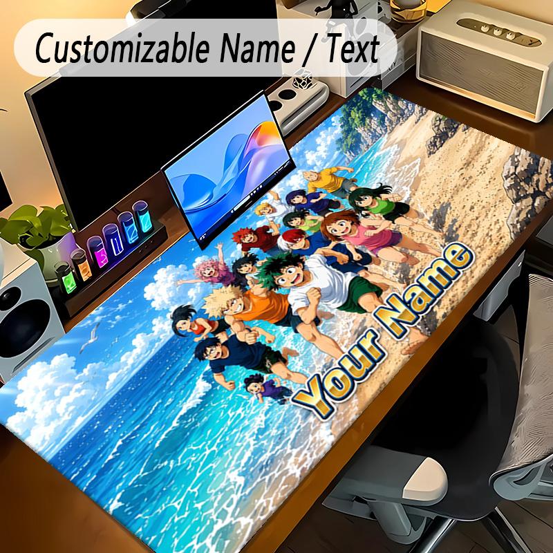 Large Mouse PadMy Hero Academia Custom Name Text Personalized Desk Mat Non Slip Gaming Pad