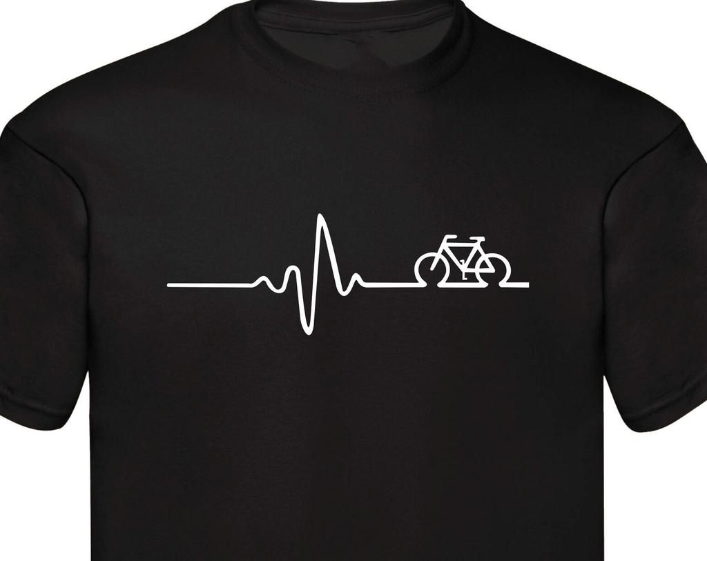 Cycling Lovers T-Shirt Cycle Heartbeat Pulse Print Bicycle Rider Racing Shirt Riding GifT-Shirt Family Presents Christmas Xmas Gift Tee Tops