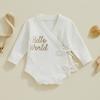 Baby Girls Sweater Romper Letter Embroidery Tie Up Long Sleeve Jumpsuits for Newborn Infant Toddler Fashion Clothes