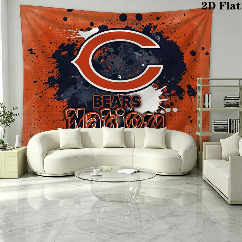 Chicago Bears Wall Tapestry Aesthetic Wall Hanging Printed Fabric Blanket Decorative Tapestries for Bedroom Living Room Home Decor