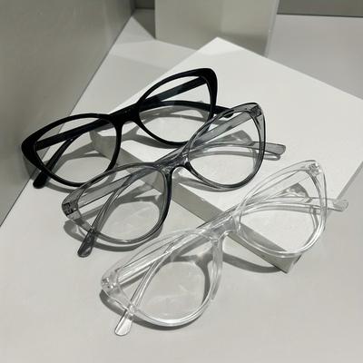 3pcs Fashionable Cat Eye Glasses - Simple Frame Full Rim Non-Prescription Clear Glasses for Daily Wear and Style