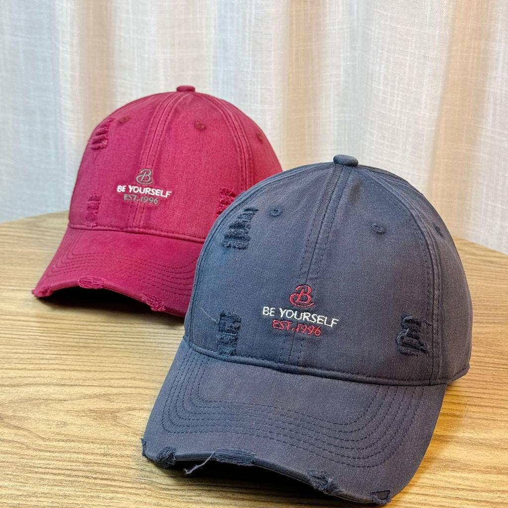 High Quality~Simple small letter embroidered baseball cap for women, versatile soft-top hat with wide brim and large head circumference