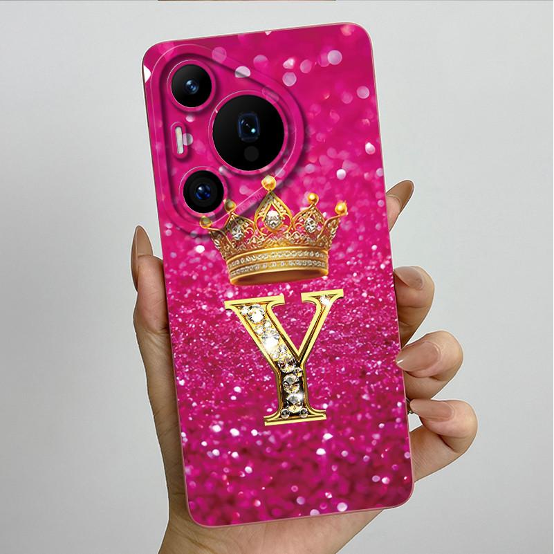 

For Huawei Pura 70 Pro/P70 Fashion Initial Letter Couple Phone Case Soft Silicone TPU Lens Protective Casing Huawei Pura 70
