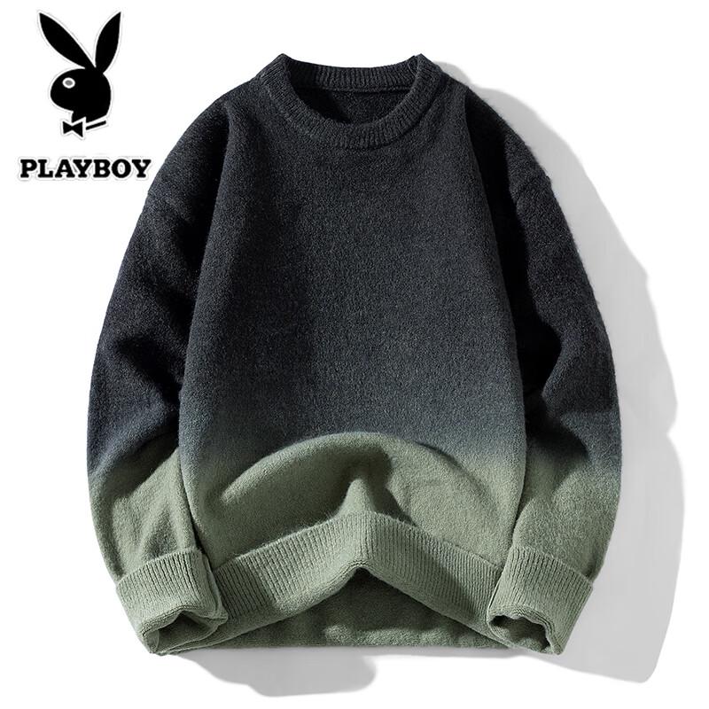 PLAYBOY Men's Loose-Fit Round Neck Knit Sweater