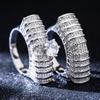 Elegant Double-Layer Hollow Out Zircon Ring Women Copper Geometric Fashion Jewelry Size 6-10