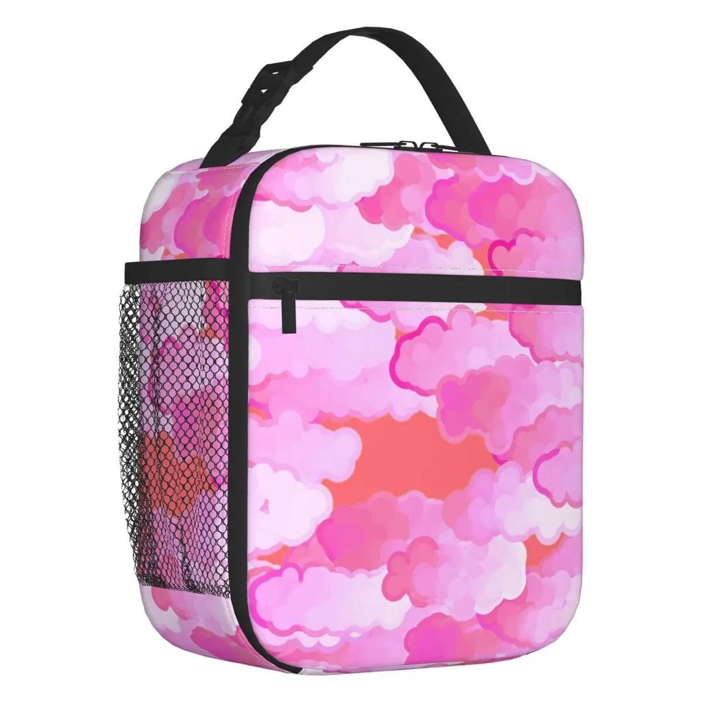 Japanese Clouds Insulated Lunch Bags for School Office Turquoise And Aqua Cloud Portable Cooler Thermal Lunch Box Women Children