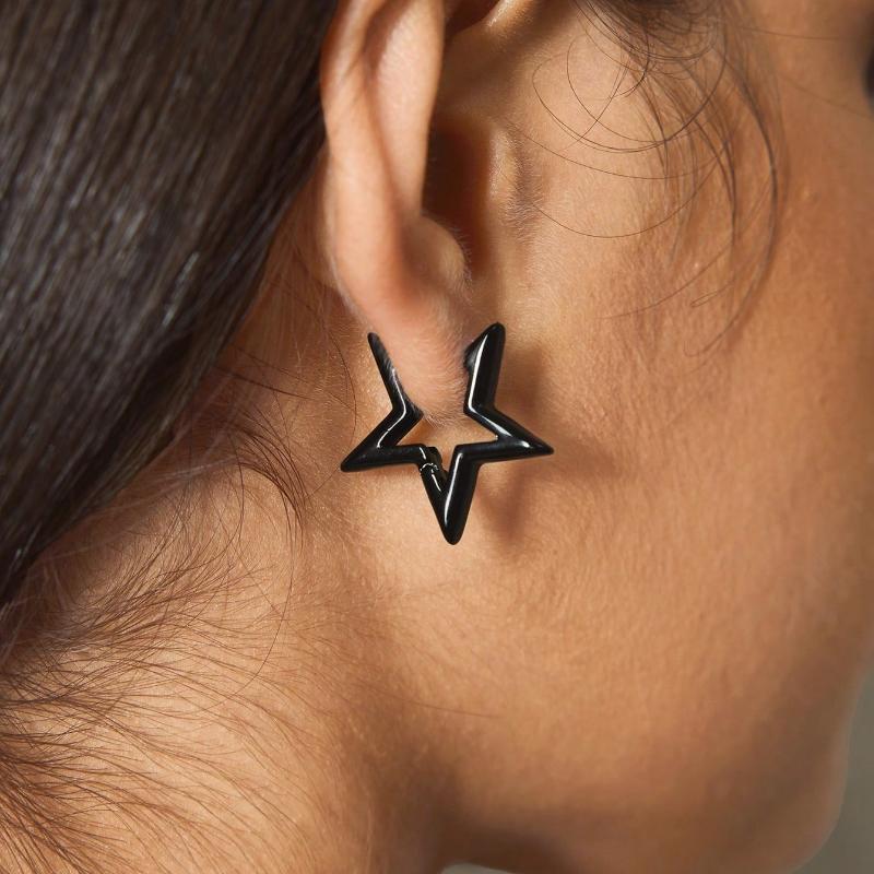 1pair Fashionable Star Design Hoop Earrings for Women for Daily Decoration