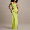 European and American summer sexy one-shoulder backless tube top dress fashionable solid color strap pleated dress