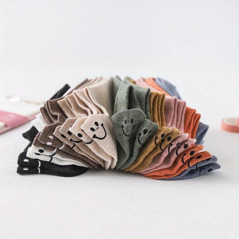 

10 пар носков с изображением улыбающегося лица, милые и простые дышащие носки с низкой посадкой, женские чулки и чулочно-носочные изделия 10 Pairs разноцветный