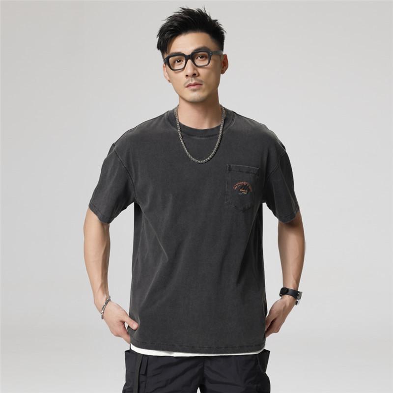 Herr 230g Tungvikt T-shirt i Ren Bomull, 2025 Ny Stil, Kortärmad, Sommar Lös Passform, Amerikanskt Trendigt Märke.