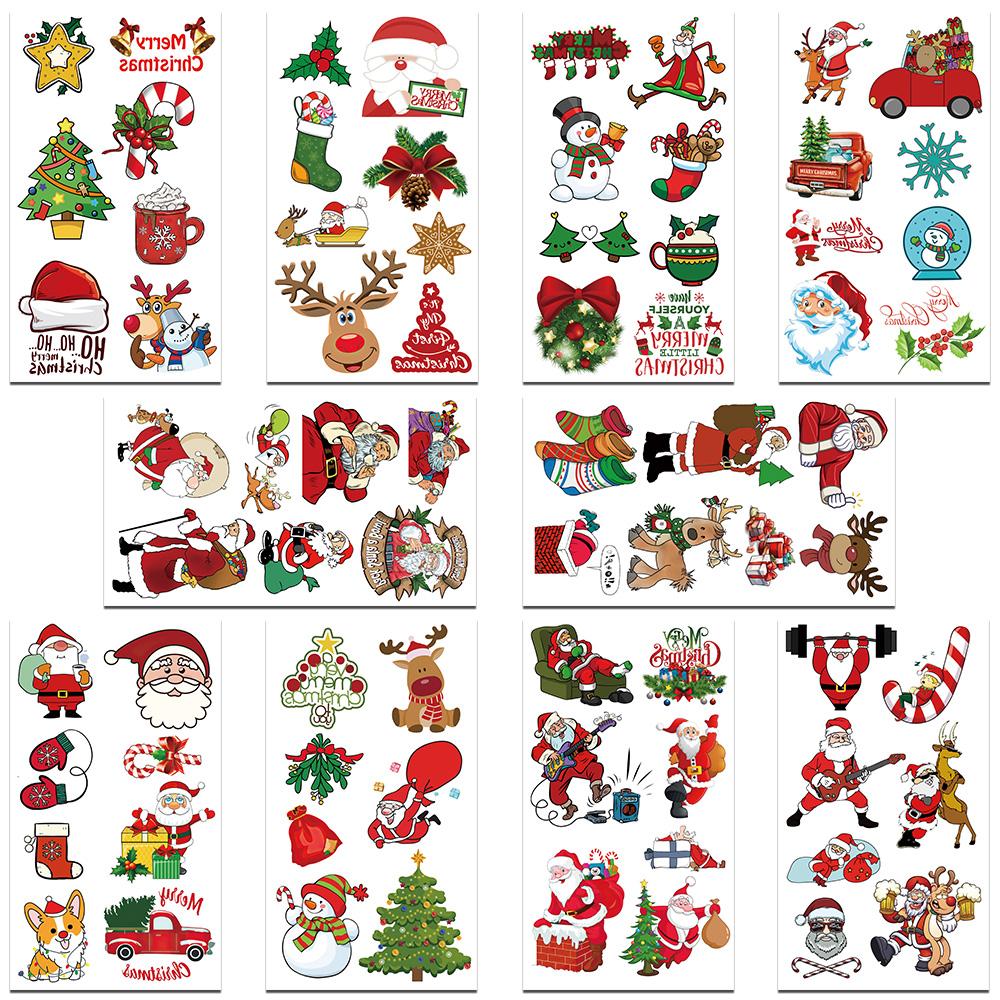

10 листов мультфильм Рождество день татуировки наклейки для руки лицо тело временные поддельные водонепроницаемые татуировки наклейки детские принадлежности для вечеринок
