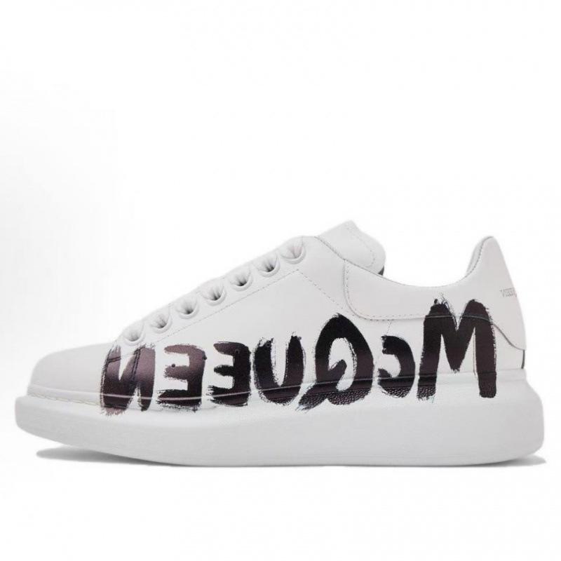 Original Mcqueen White Shoes Cowhide Versatile Board Shoes Men'S And Women'S Platform Muffin Shoes Increased By 5Cm