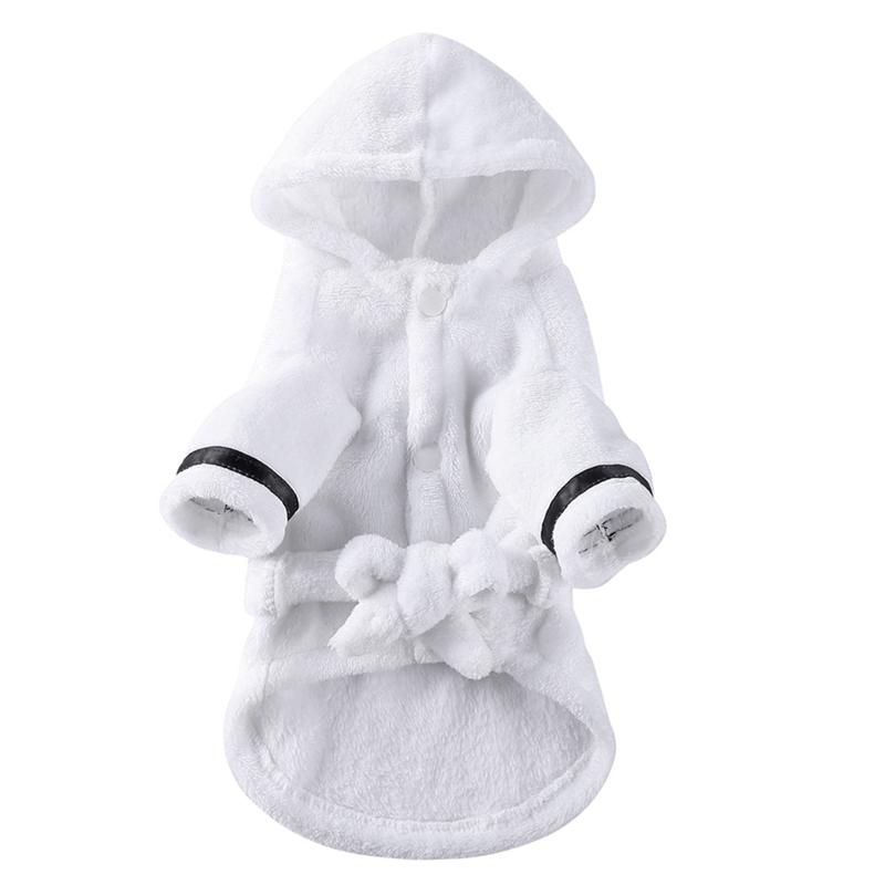 Soft Quick Drying Pet Bathrob Dog Pajama With Hood Cotton Hooded Bathrobe Super Absorbent Dog Bath Towel Pet Supplies