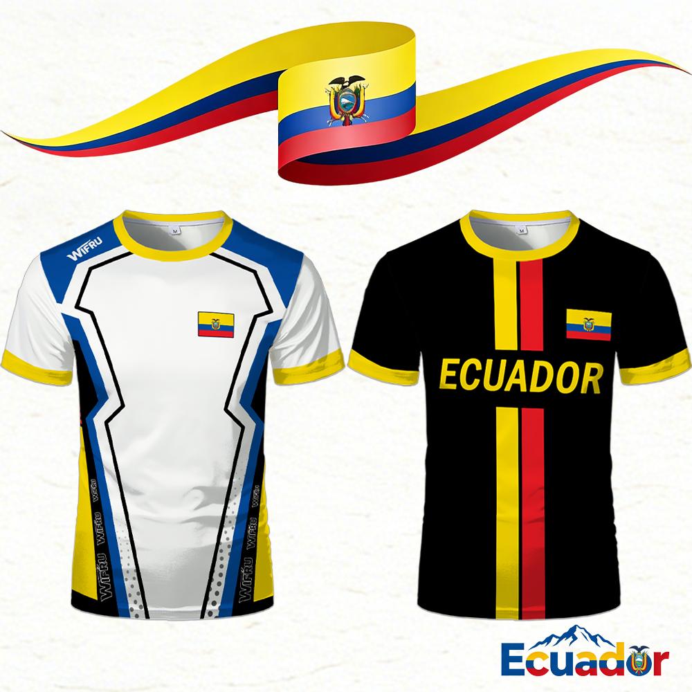 Ecuadorian Flag Print Football Jersey Men Breathable Soccer Shirt Quick-Drying Summer Casual Fan Sport T-Shirt S