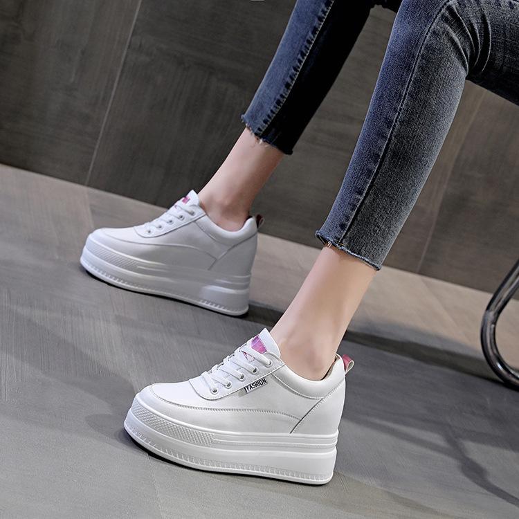 Women's shoes slope heel 2025 new muffin thick sole inner height increase women's shoes mesh white shoes casual sports shoes fashion
