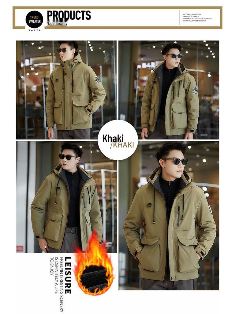 2025 Men's Hooded Cotton Jacket - Autumn Winter Workwear, Casual Outdoor Warm Coat 99668