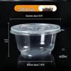 ZISIZ Disposable Round Plastic Bowl with Lid