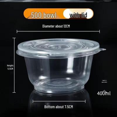 ZISIZ Disposable Round Plastic Bowl with Lid
