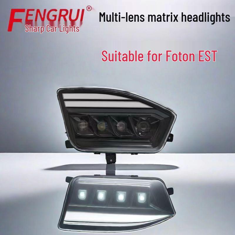 MAN EST Headlight Assembly: Foton H5 Super Bright LED, Black Gold Dual-Lens Standard