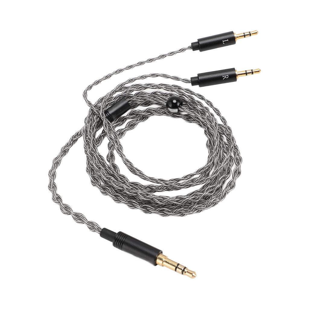 Headphone Upgrade Cable 3.5mm to Dual 2.5mm Silver Plated Copper Core Replacement Headset Wire for