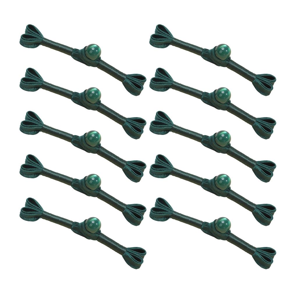 10pcs Handmade Chinese Frog Buttons Traditional Bead Embellished Fasteners Ethnic Clothing Accessories