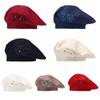 Solid Color Flower Wool Beret Knitted Beret Hat Sweet French Style Painter Cap  Autumn Winter