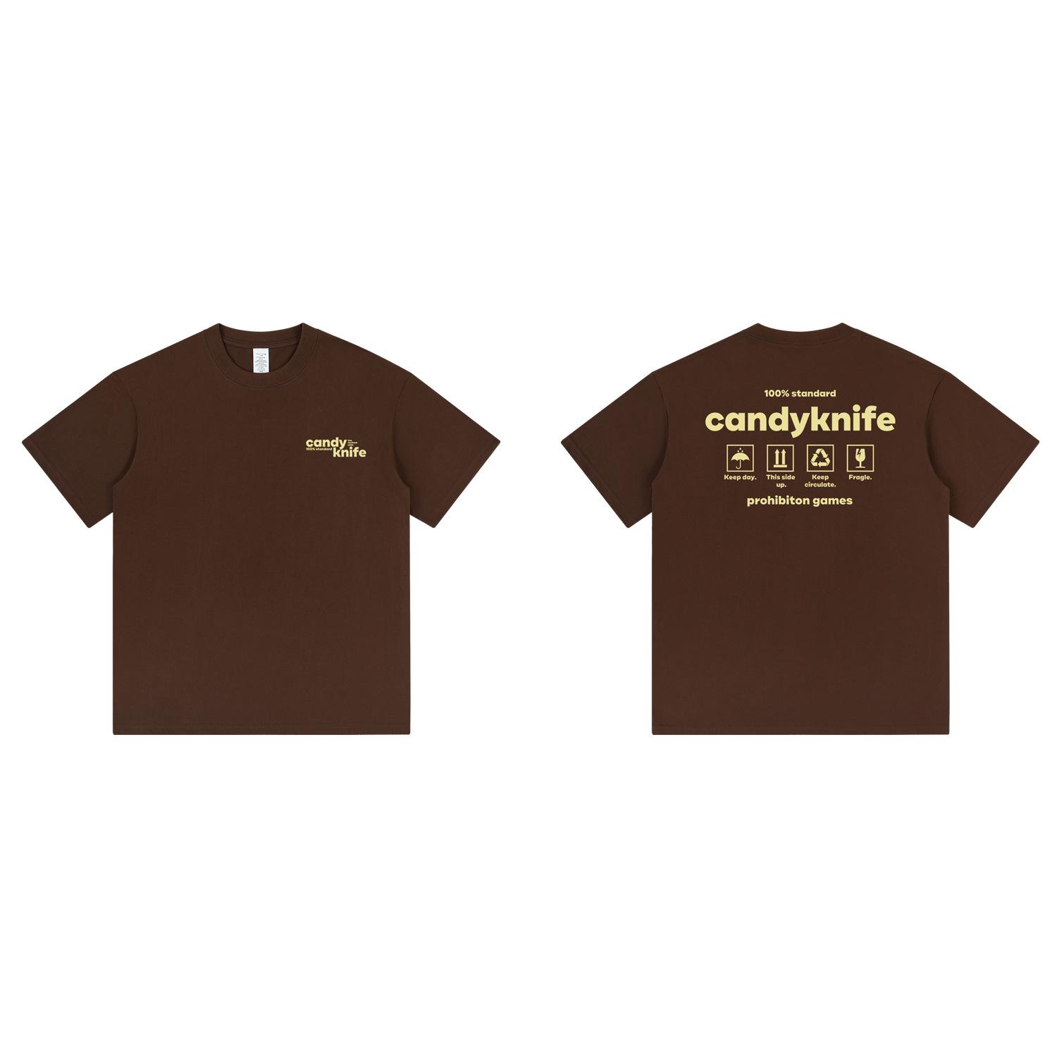 

Унисекс Модная футболка с коротким рукавом и принтом логотипа: Стильный, Простой, Универсальный Свободный Крой 2XL коричневый