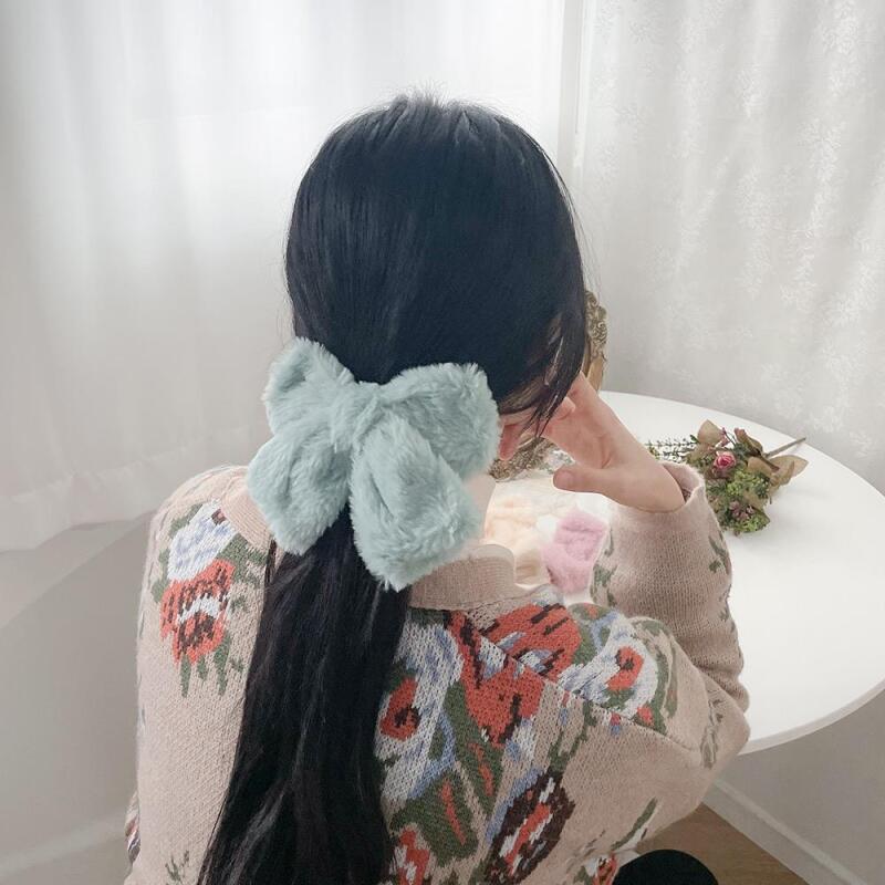 Women s Fluffy Plush Pastel Hairpin Hairpin A25570_Pink
