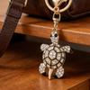 Cute Turtle Shape Rhinestone Keychain Sparkling Faux Crystal Bag Charm for Purse Handbag Accessory Gift for Women Girls